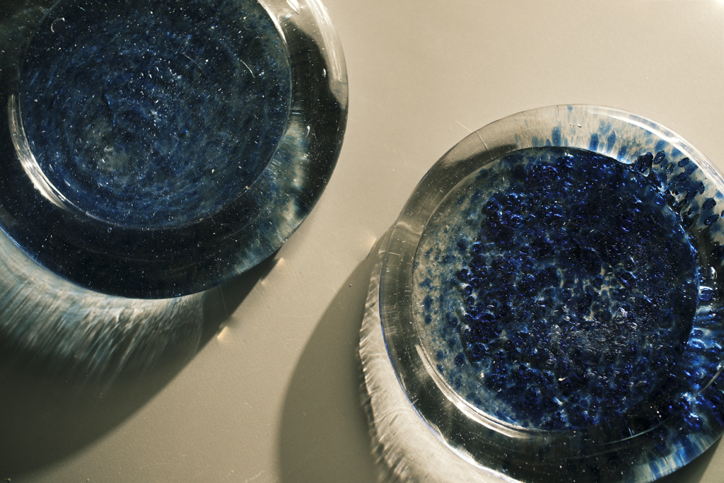 Glass Plate in Bottle Blue