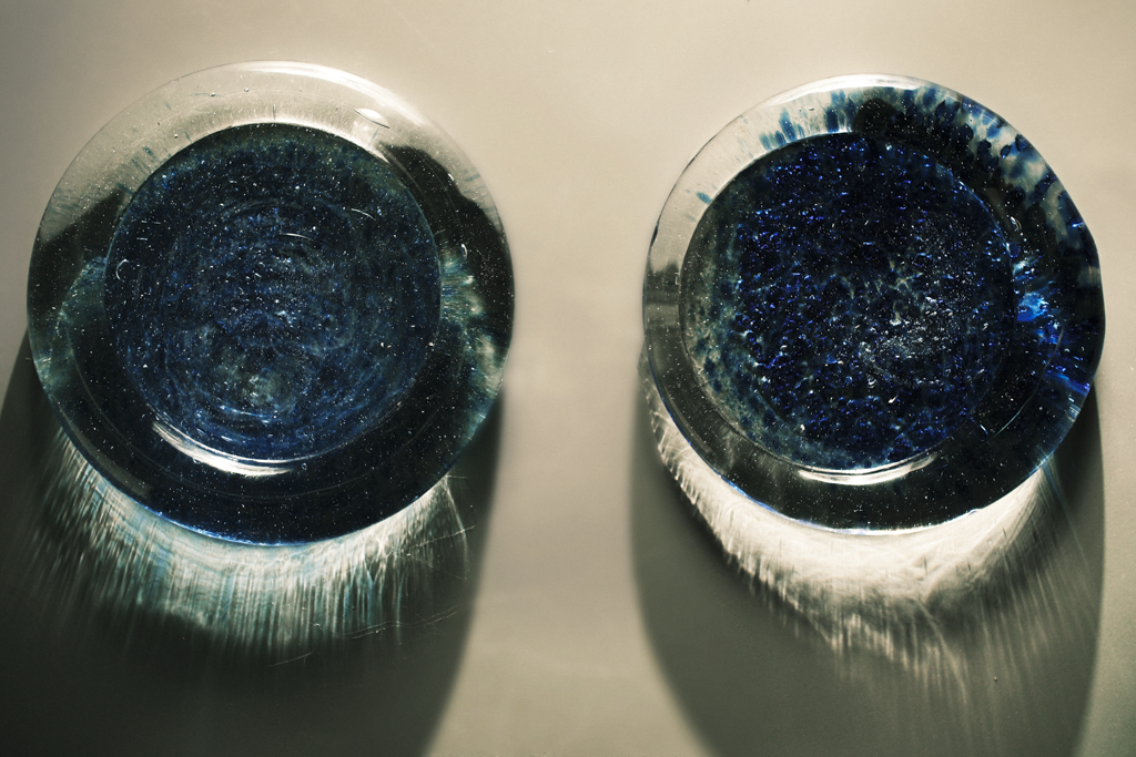 Glass Plate in Bottle Blue