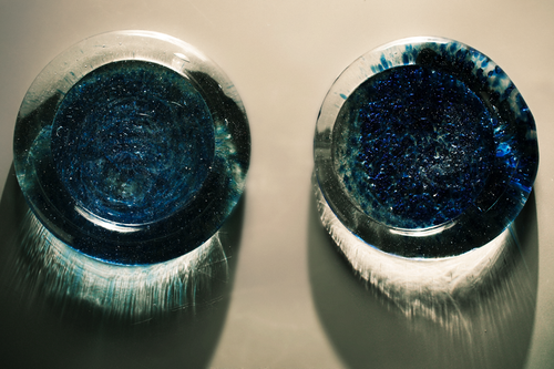 Glass Plate in Bottle Blue