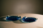Glass Plate in Bottle Blue