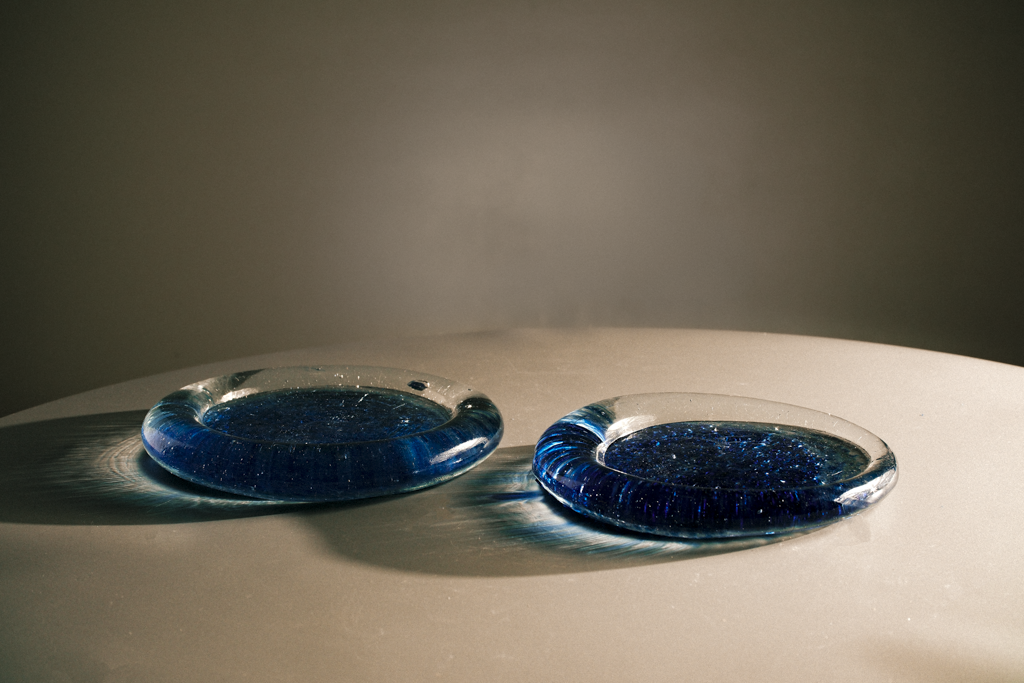 Glass Plate in Bottle Blue