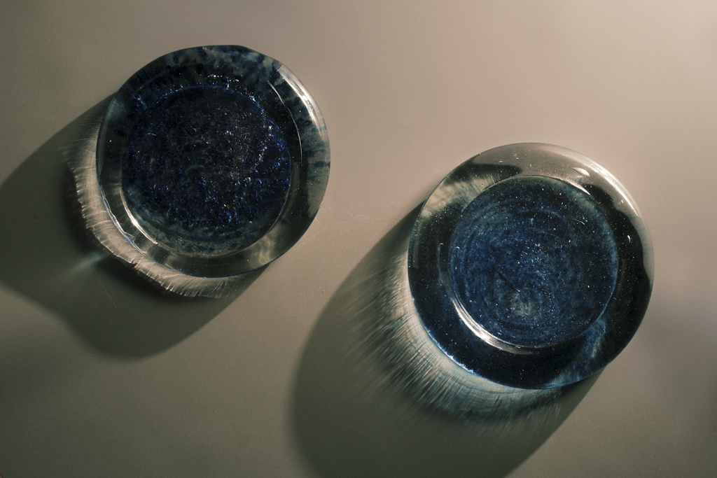 Glass Plate in Bottle Blue